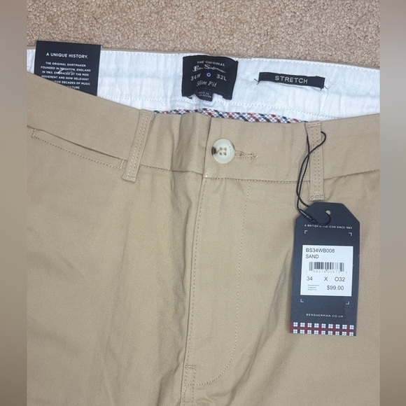 Men’s Slim Fit Chino Pants – Beige / Khaki / Sand – Brand New with Tags - Picture 2 of 7